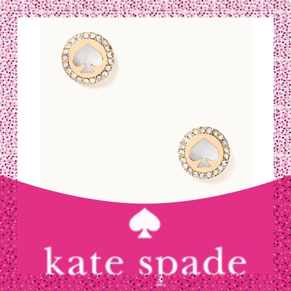 Take 40% Off Kate Spade ♠️ Gold “Spot the Spade” Pave Halo Spade Stud Earrings